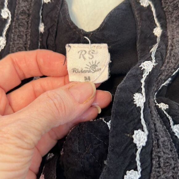 Riviera Sun sz M blk&wht batik w/ fringe & a crazy cute hem GUC - Picture 3 of 10